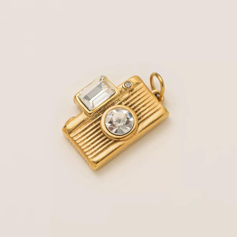 Gold Plated Symbol & Lucky Charms, Sun Moon Eye Camera Ballet Pendant Set