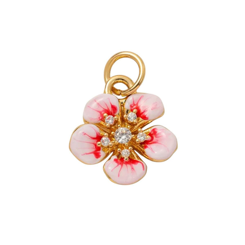 Gold Plated Enamel Flower Charms Set, Floral Pearl Fruit Heart Shoe Charms
