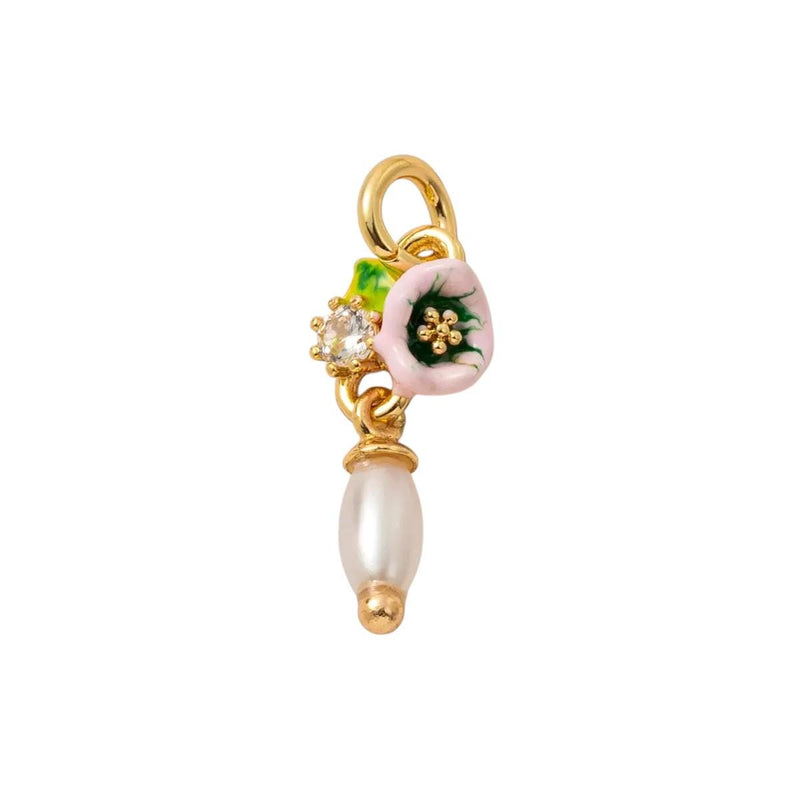 Gold Plated Enamel Flower Charms Set, Floral Pearl Fruit Heart Shoe Charms