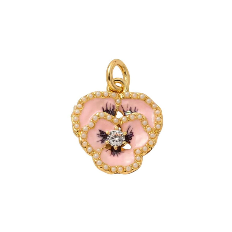 Gold Plated Enamel Flower Charms Set, Floral Pearl Fruit Heart Shoe Charms