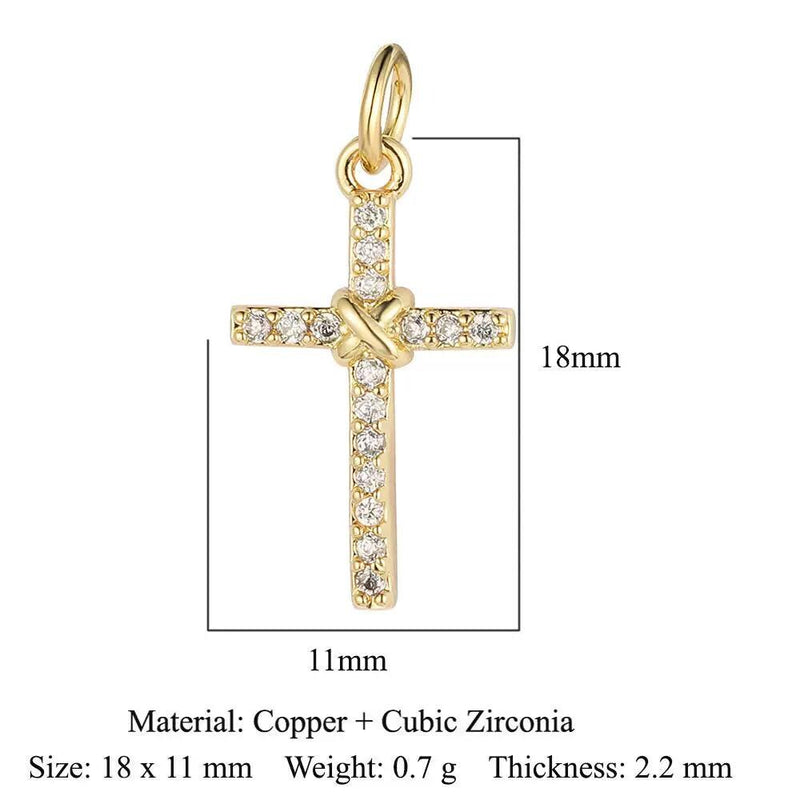 Gold Plated CZ Charms, Moon Lightning Cross Eye Star Charms, Religious Celestial Jewelry