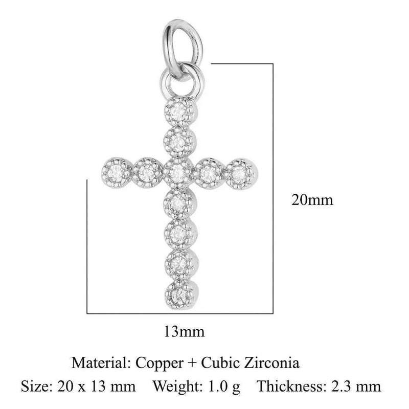 Gold Plated CZ Charms, Moon Lightning Cross Eye Star Charms, Religious Celestial Jewelry