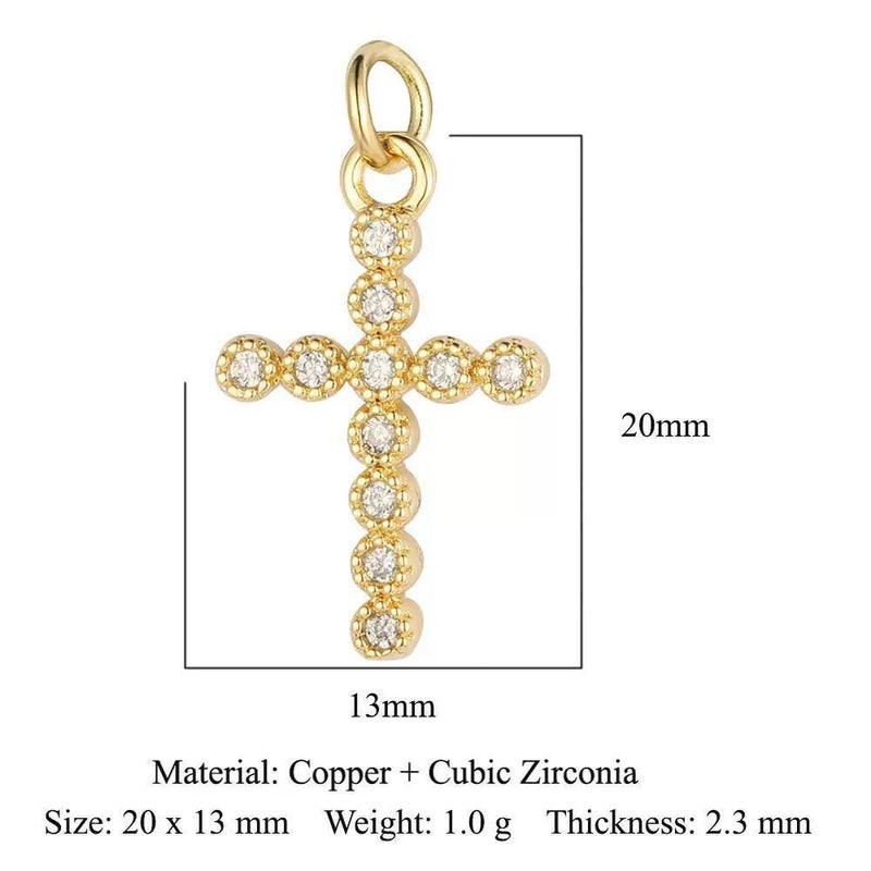 Gold Plated CZ Charms, Moon Lightning Cross Eye Star Charms, Religious Celestial Jewelry