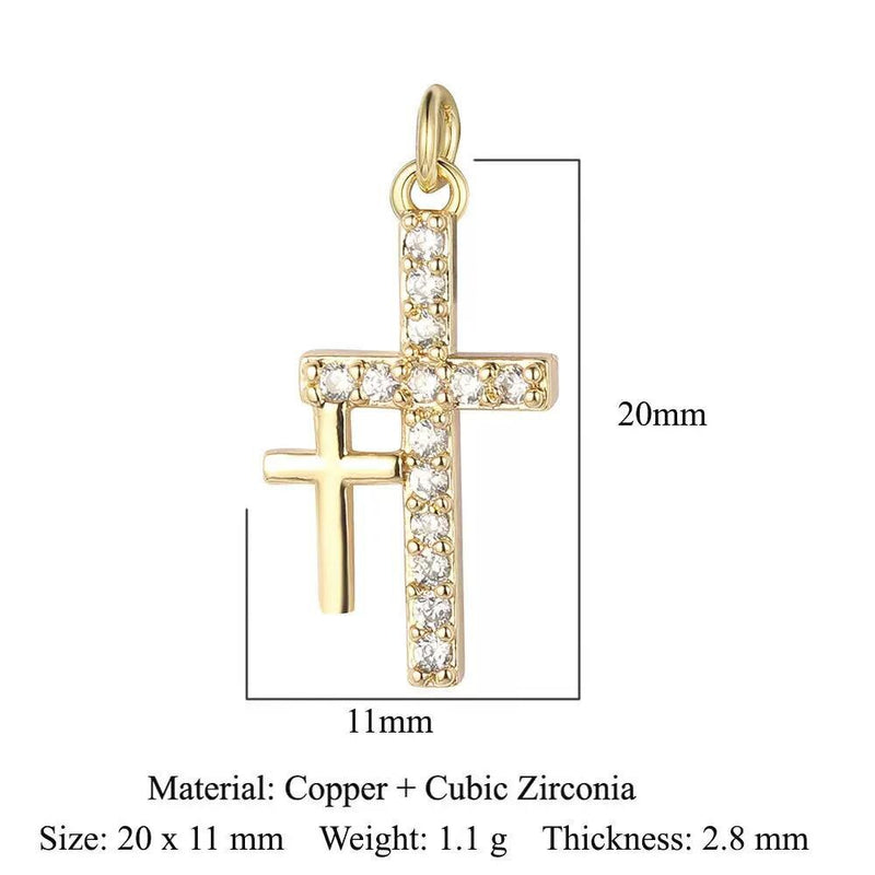 Gold Plated CZ Charms, Moon Lightning Cross Eye Star Charms, Religious Celestial Jewelry