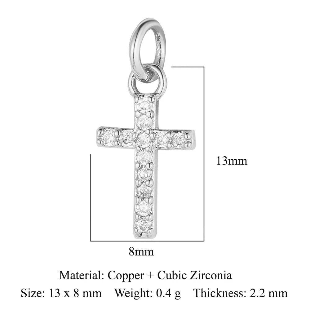Gold Plated CZ Charms, Moon Lightning Cross Eye Star Charms, Religious Celestial Jewelry