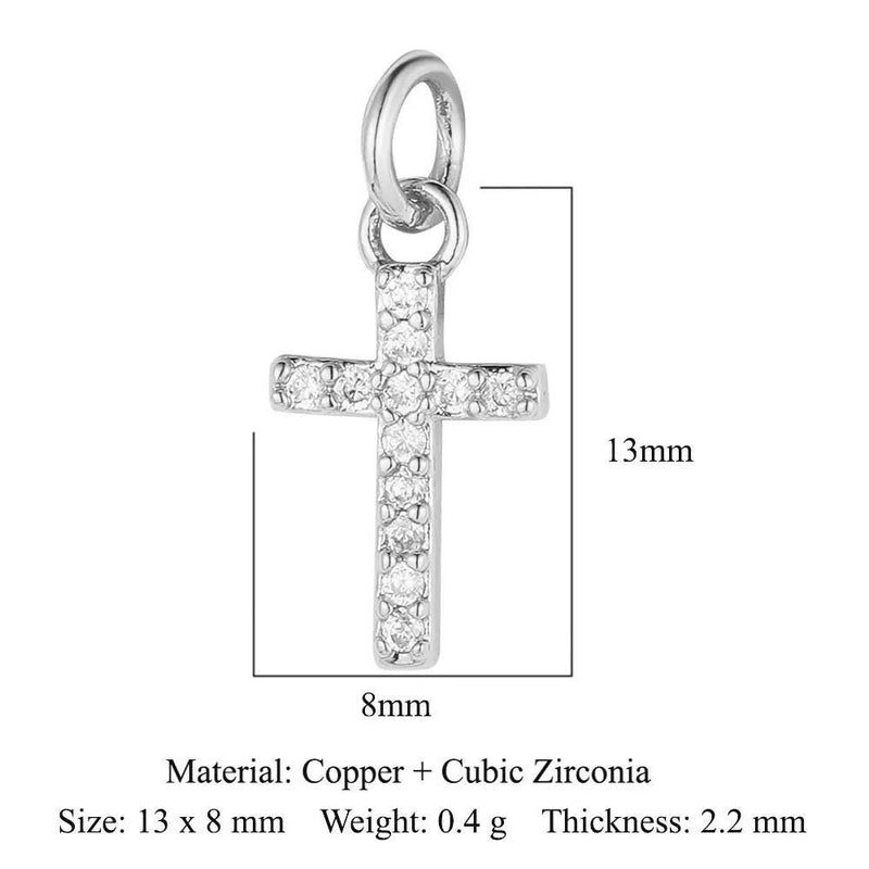 Gold Plated CZ Charms, Moon Lightning Cross Eye Star Charms, Religious Celestial Jewelry