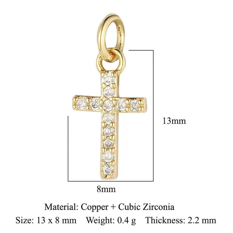 Gold Plated CZ Charms, Moon Lightning Cross Eye Star Charms, Religious Celestial Jewelry