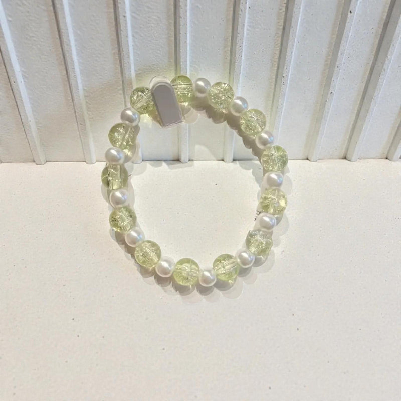 Pearl Beaded Stretch Bracelets with Gold Plated Charms, Gemstone Stackable Bracelets, Elegant Handmade Jewelry