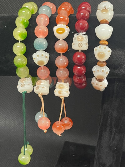 Handmade Gemstone Beaded Bracelets with Gold Plated Charms