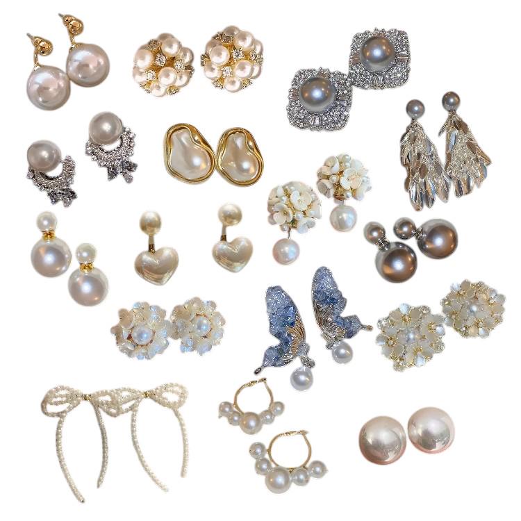 Gold Plated Pearl Drop Earrings  Floral, Baroque & Crystal Accents