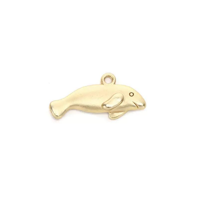 Gold Plated Ocean Charms Mix, Manatee Whale Alligator Shell Starfish