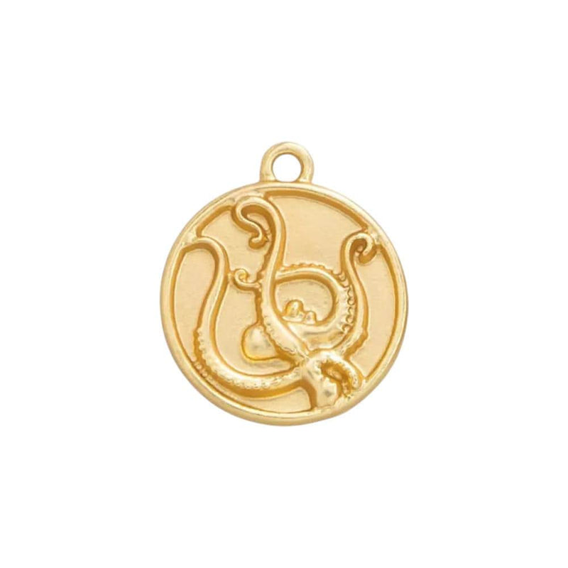 Gold Plated Ocean Charms, Sea Life Coin,