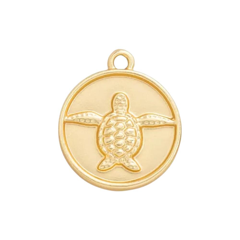 Gold Plated Ocean Charms, Sea Life Coin,