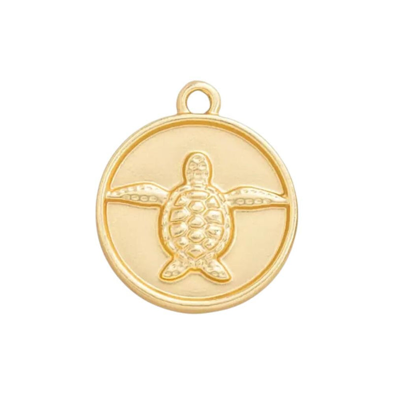 Gold Plated Ocean Charms, Sea Life Coin,