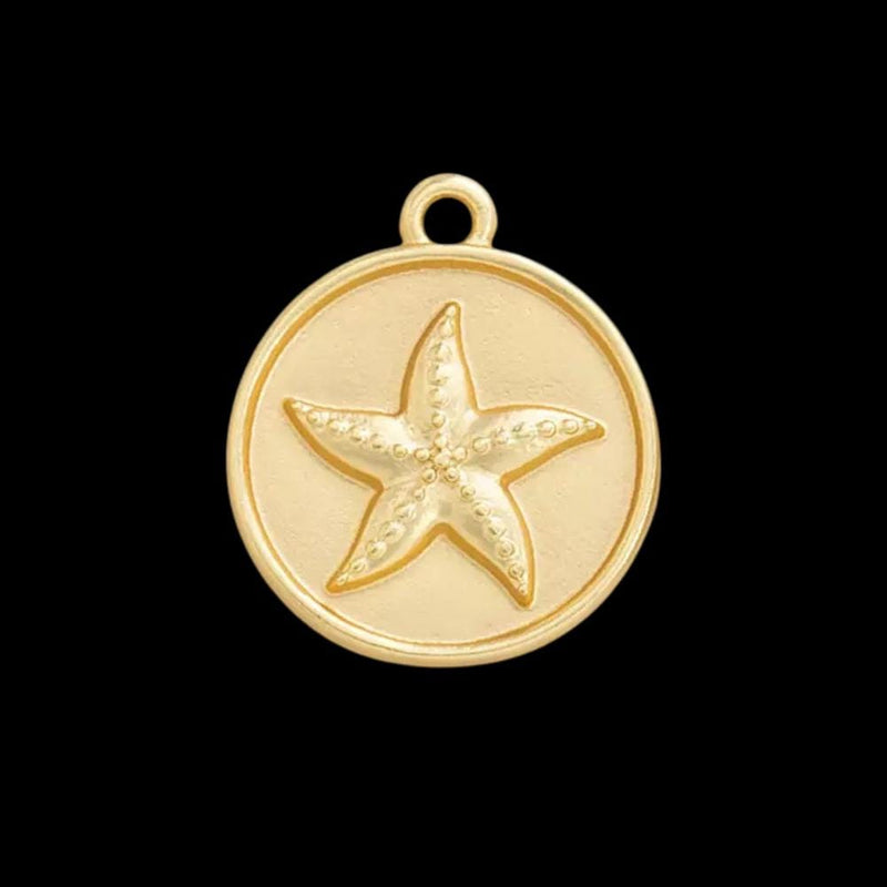 Gold Plated Ocean Charms, Sea Life Coin,