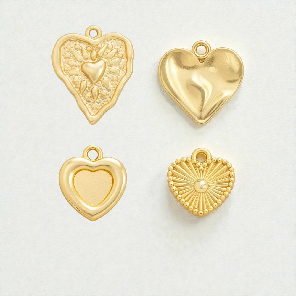 Mini Textured & Puffy Heart Pendants