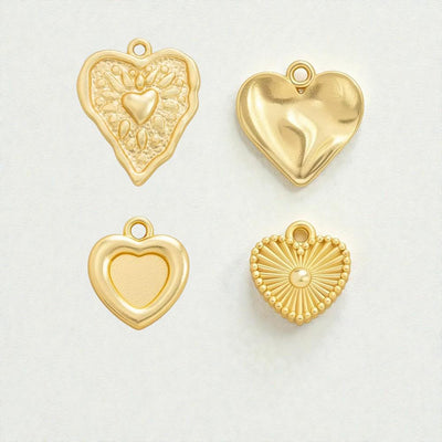 Mini Textured & Puffy Heart Pendants