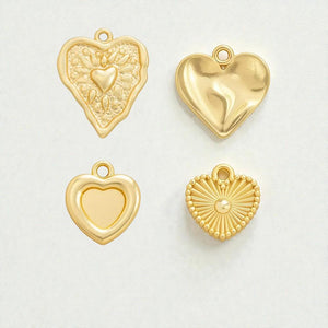 Mini Textured & Puffy Heart Pendants