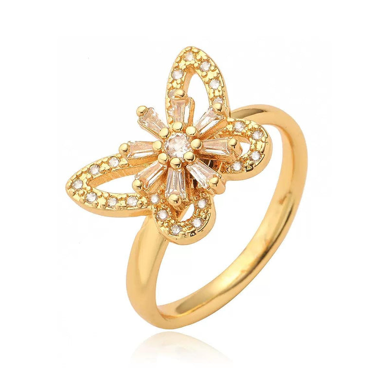 Gold Plated Spinner Rings  Crystal Floral, Heart & Cat Spin Rings
