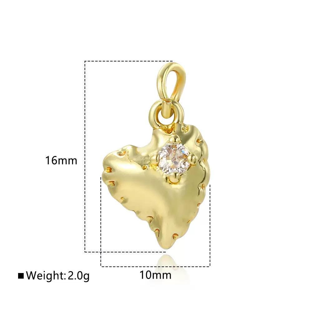 Gold & Silver Heart Charms with CZ | Textured Bow Heart Pendants