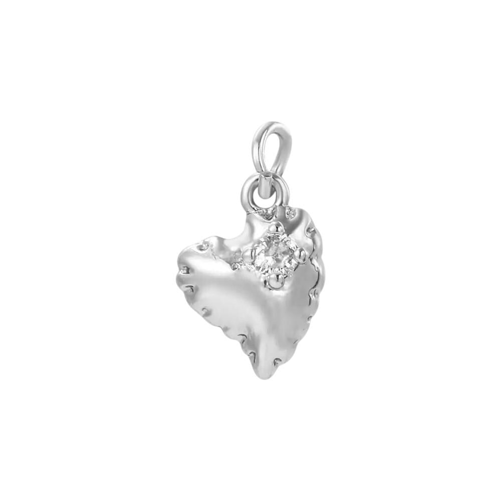 Gold & Silver Heart Charms with CZ | Textured Bow Heart Pendants