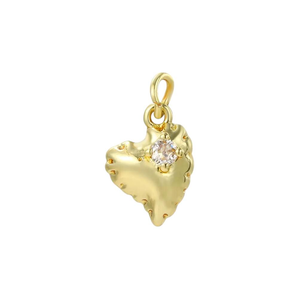 Gold & Silver Heart Charms with CZ | Textured Bow Heart Pendants