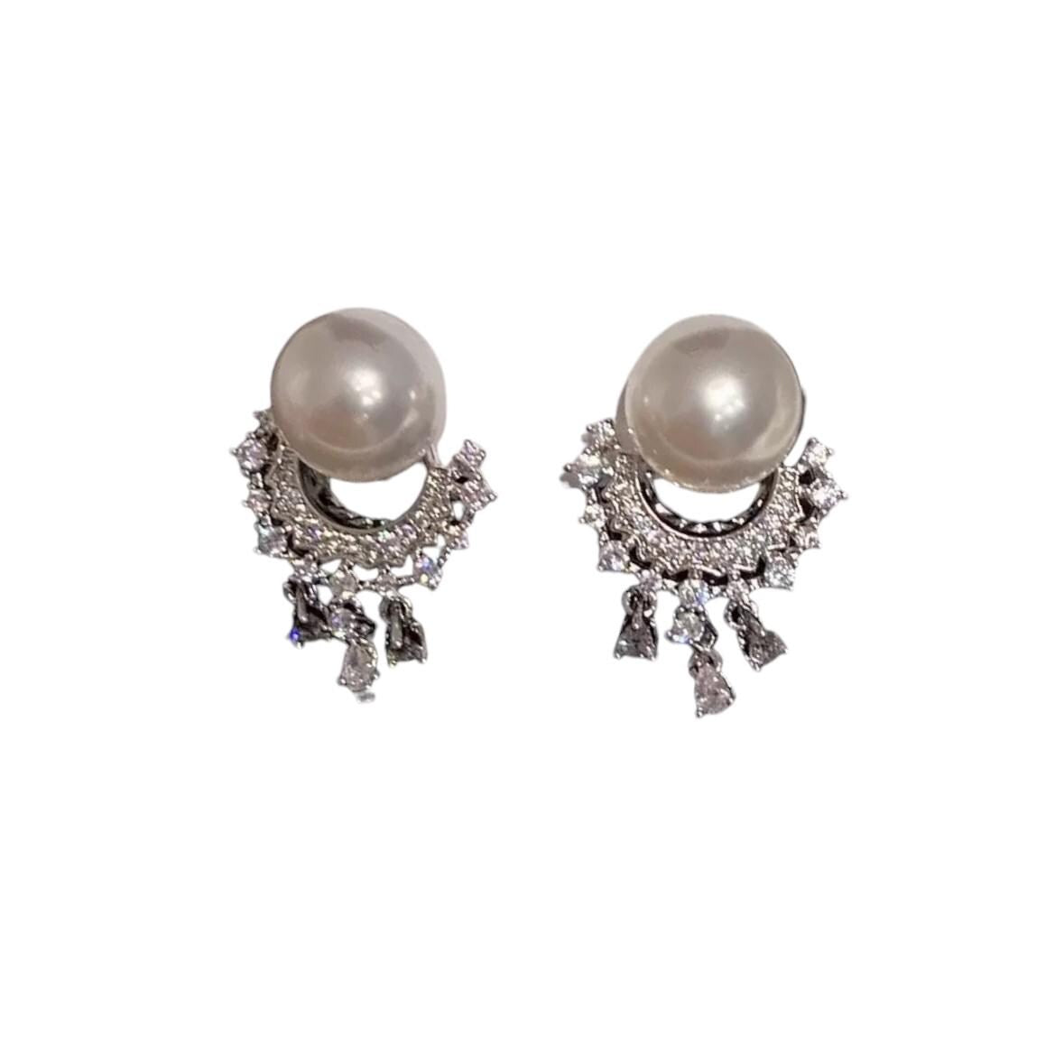 Gold Plated Pearl Drop Earrings  Floral, Baroque & Crystal Accents