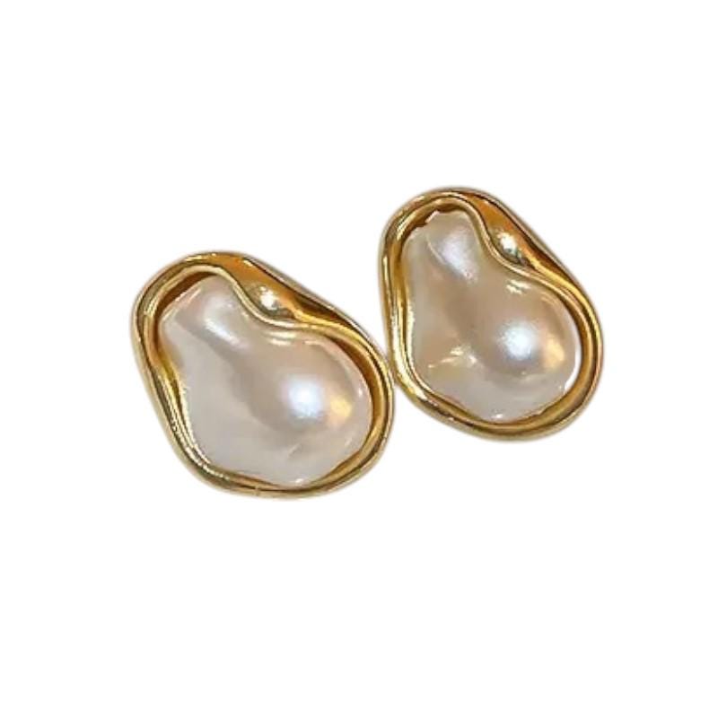 Gold Plated Pearl Drop Earrings  Floral, Baroque & Crystal Accents