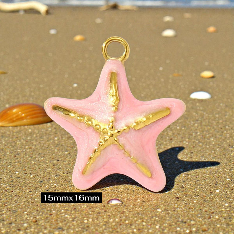Gold Plated Beach Charms   Enamel Pendants for Necklaces & Bracelets / Ocean Jewelry