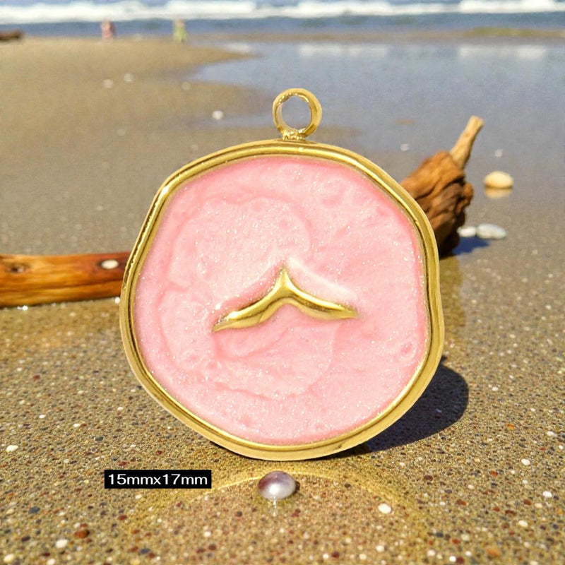 Gold Plated Beach Charms   Enamel Pendants for Necklaces & Bracelets / Ocean Jewelry