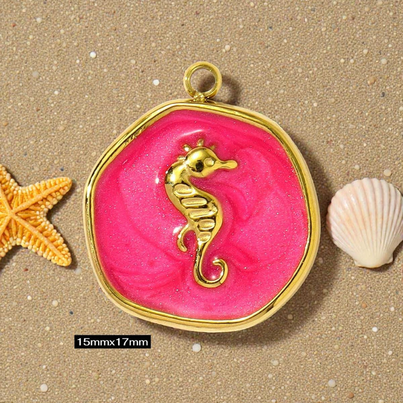 Gold Plated Beach Charms   Enamel Pendants for Necklaces & Bracelets / Ocean Jewelry
