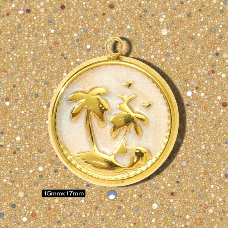 Gold Plated Beach Charms   Enamel Pendants for Necklaces & Bracelets / Ocean Jewelry
