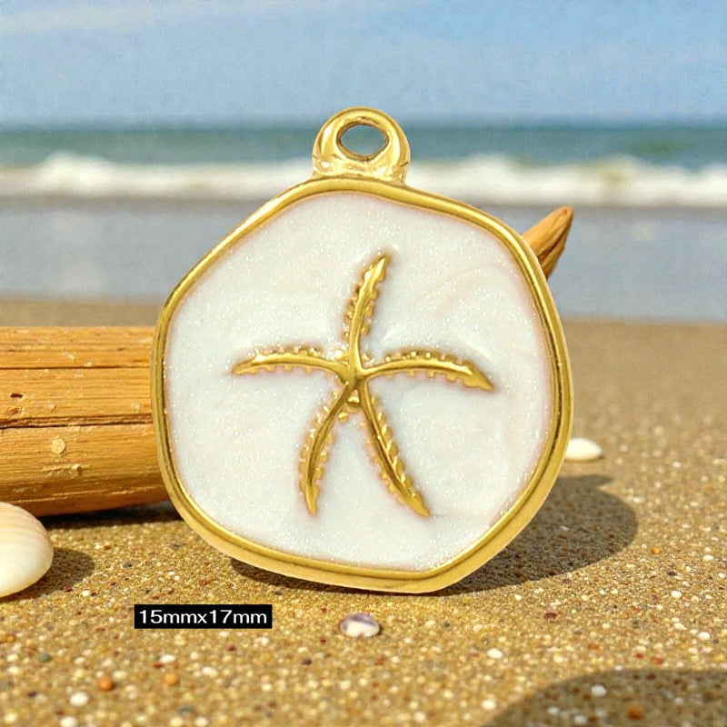 Gold Plated Beach Charms   Enamel Pendants for Necklaces & Bracelets / Ocean Jewelry