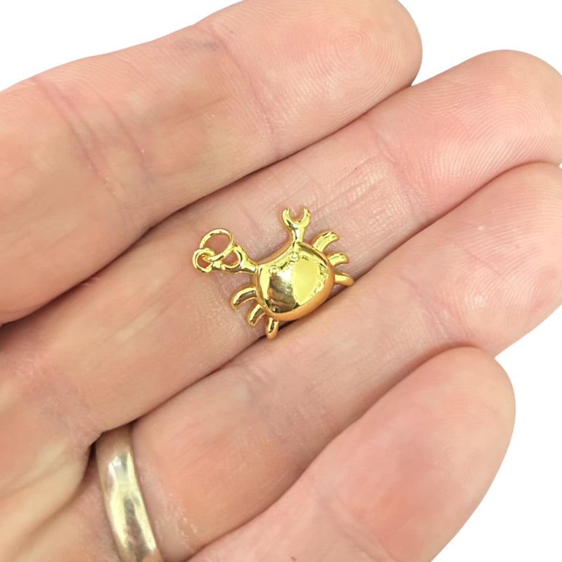 Gold Crab & Spiral Shell Charm Set, Ocean Jewelry Pendant