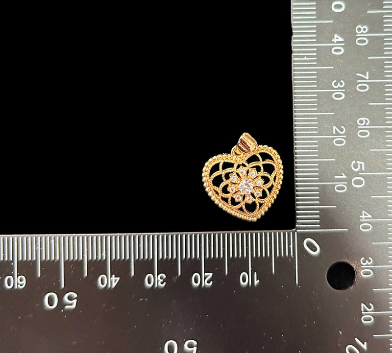 CZ Filigree Heart Charm,