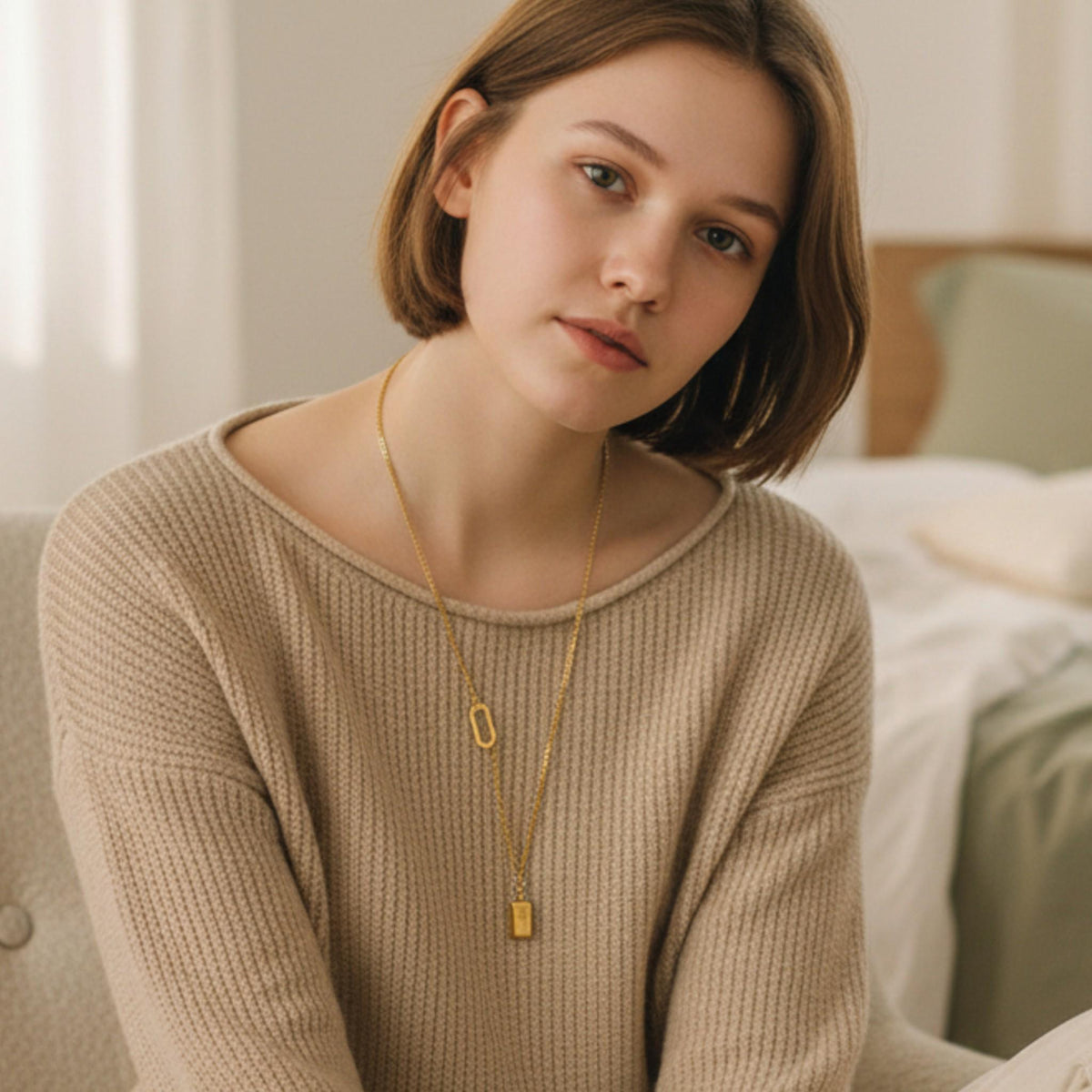 18K Gold Plated Bar Necklace