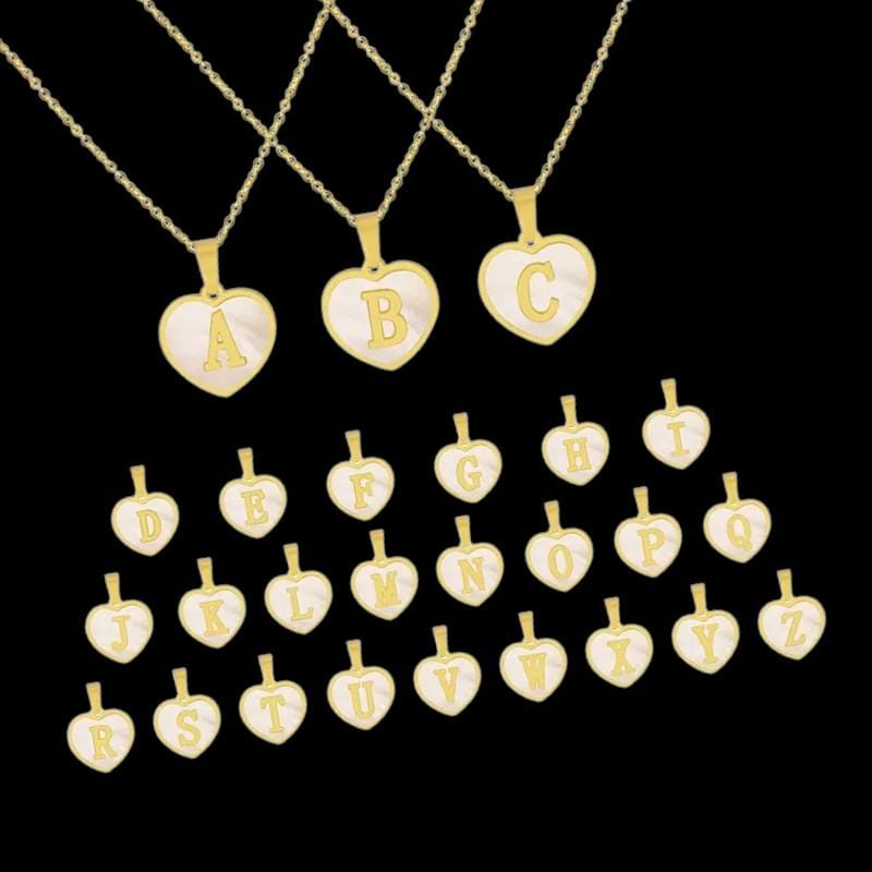Gold Initial Heart Necklace  Gold Plated Letter Pendant