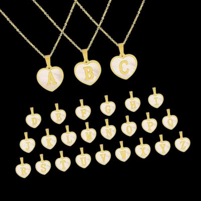 Gold Initial Heart Necklace  Gold Plated Letter Pendant