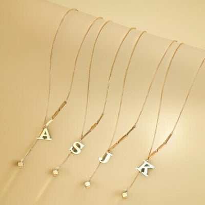 Gold Initial Drop Necklace  Gold Plated Letter Pendant