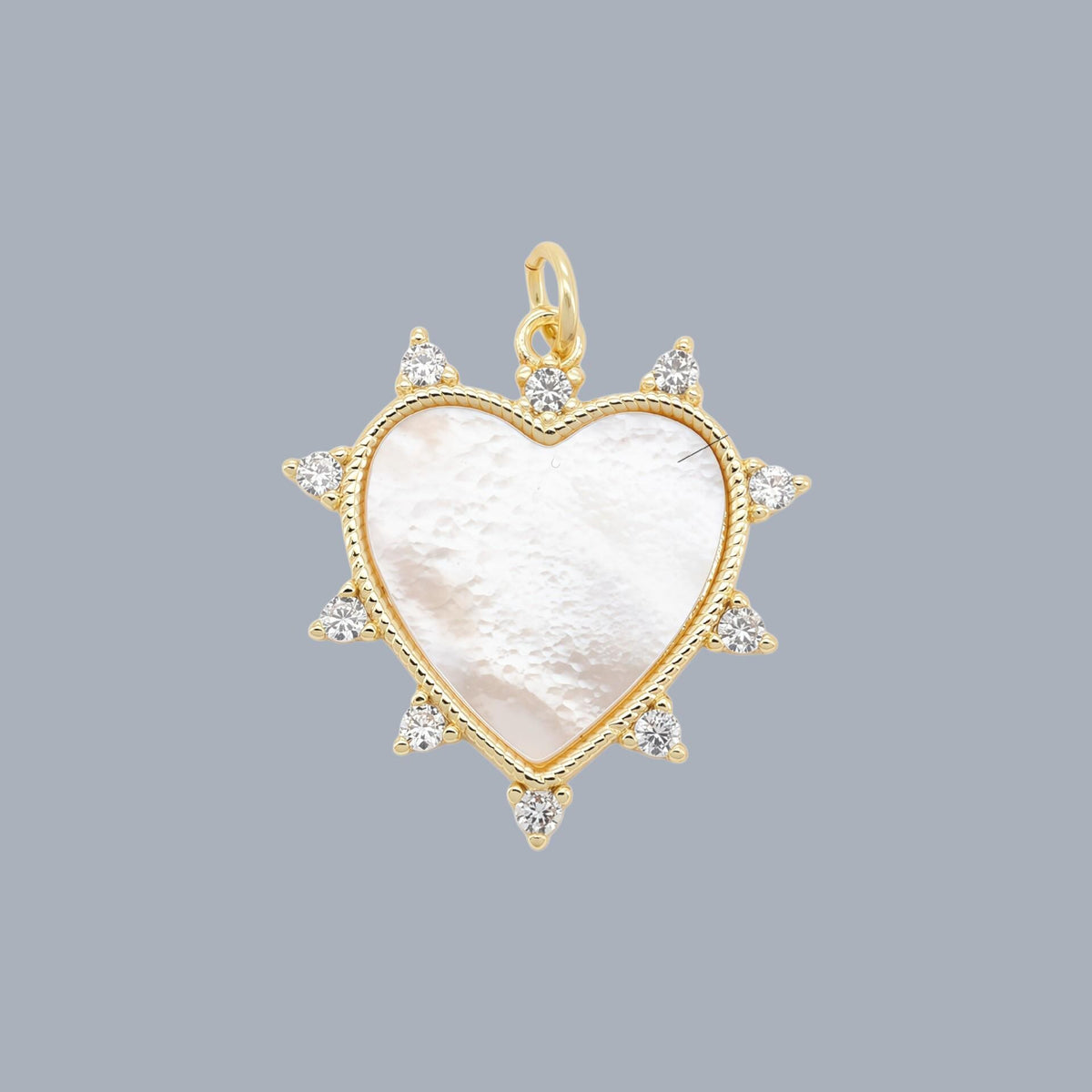 18K Gold Plated Charm, Mother of Pearl, Evil Eye, Celestial Pendant