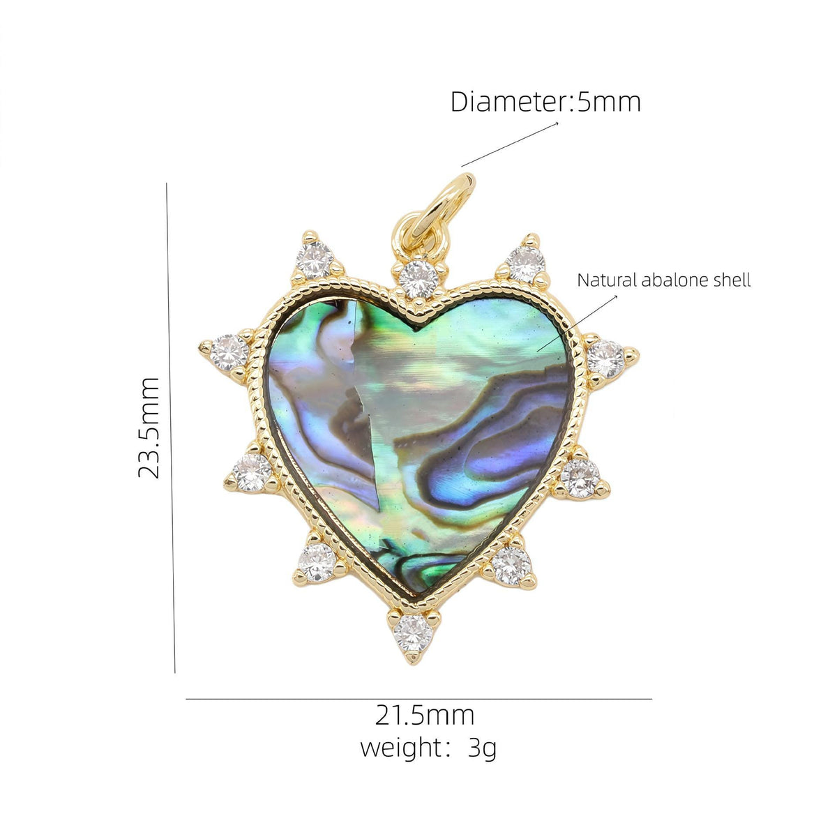 18K Gold Plated Charm, Mother of Pearl, Evil Eye, Celestial Pendant