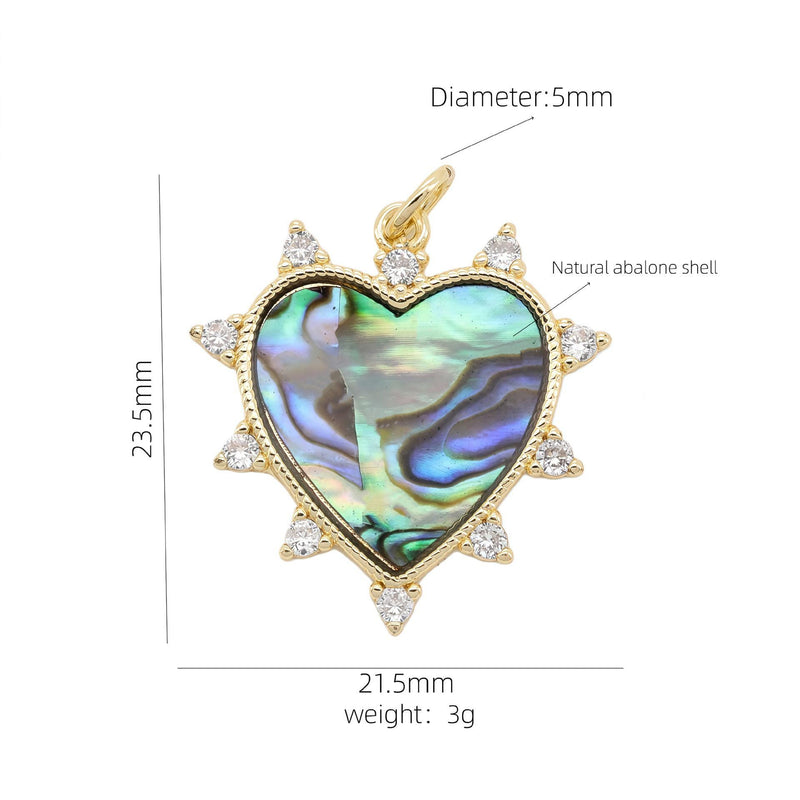 18K Gold Plated Charm, Mother of Pearl, Evil Eye, Celestial Pendant