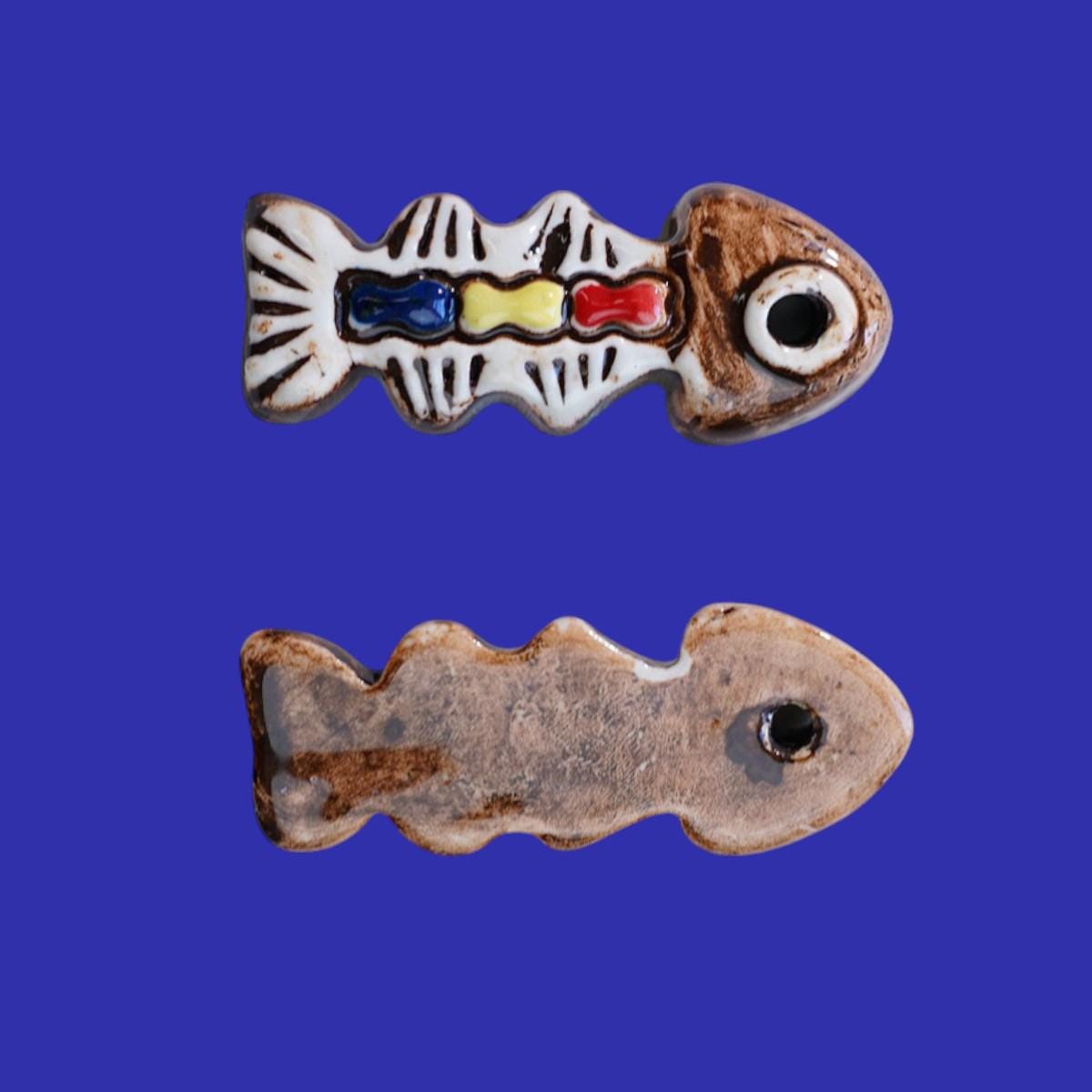 Hand Painted Ceramic Fish Charms, Nautical Jewelry Beads.