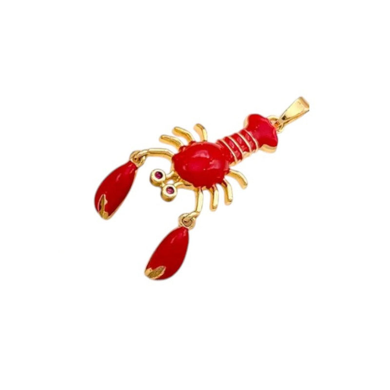 Gold Plated Enamel Sea Creature Charms, Lobster & Fish Pendants
