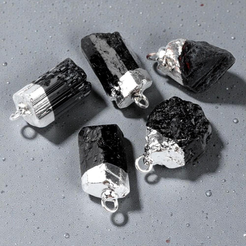 Raw Crystal Stone Pendants, Natural Gemstone Rough Point Charms, Healing Crystal