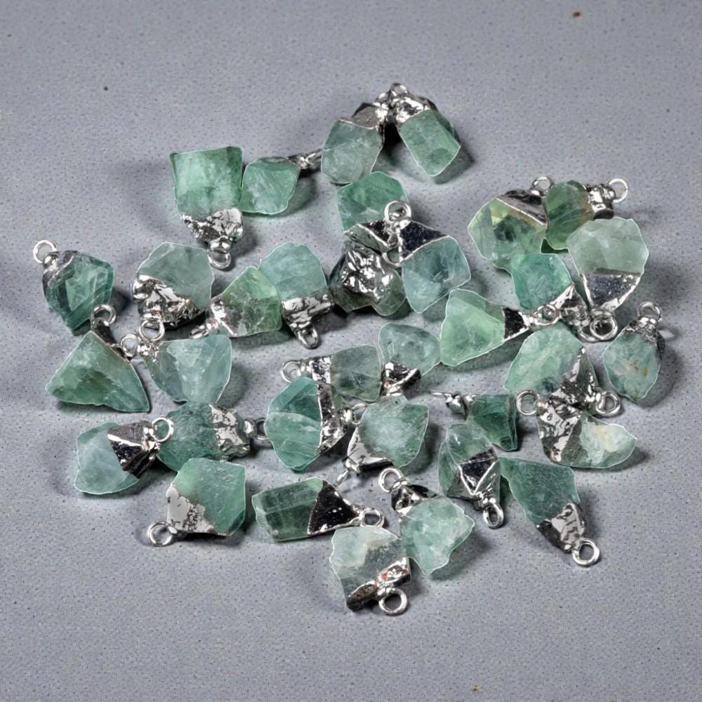 Raw Crystal Stone Pendants, Natural Gemstone Rough Point Charms, Healing Crystal