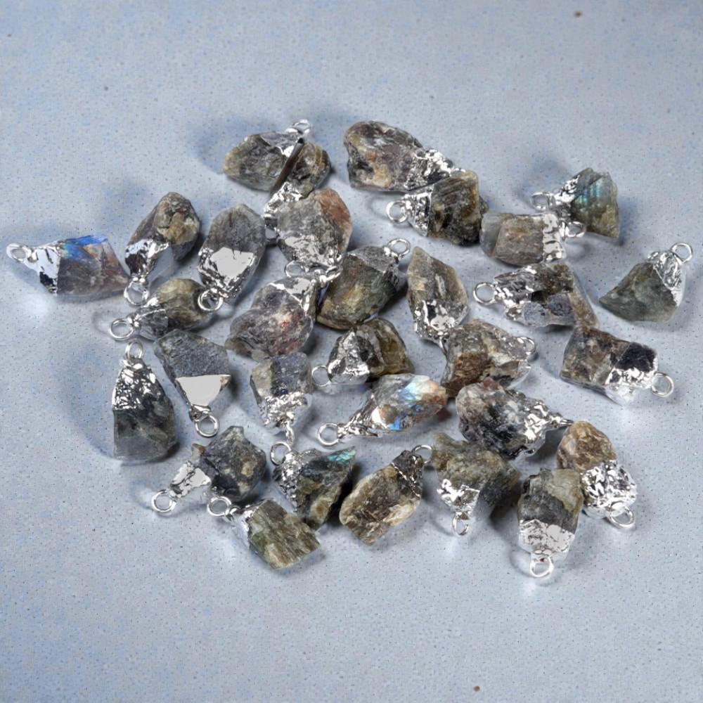 Raw Crystal Stone Pendants, Natural Gemstone Rough Point Charms, Healing Crystal