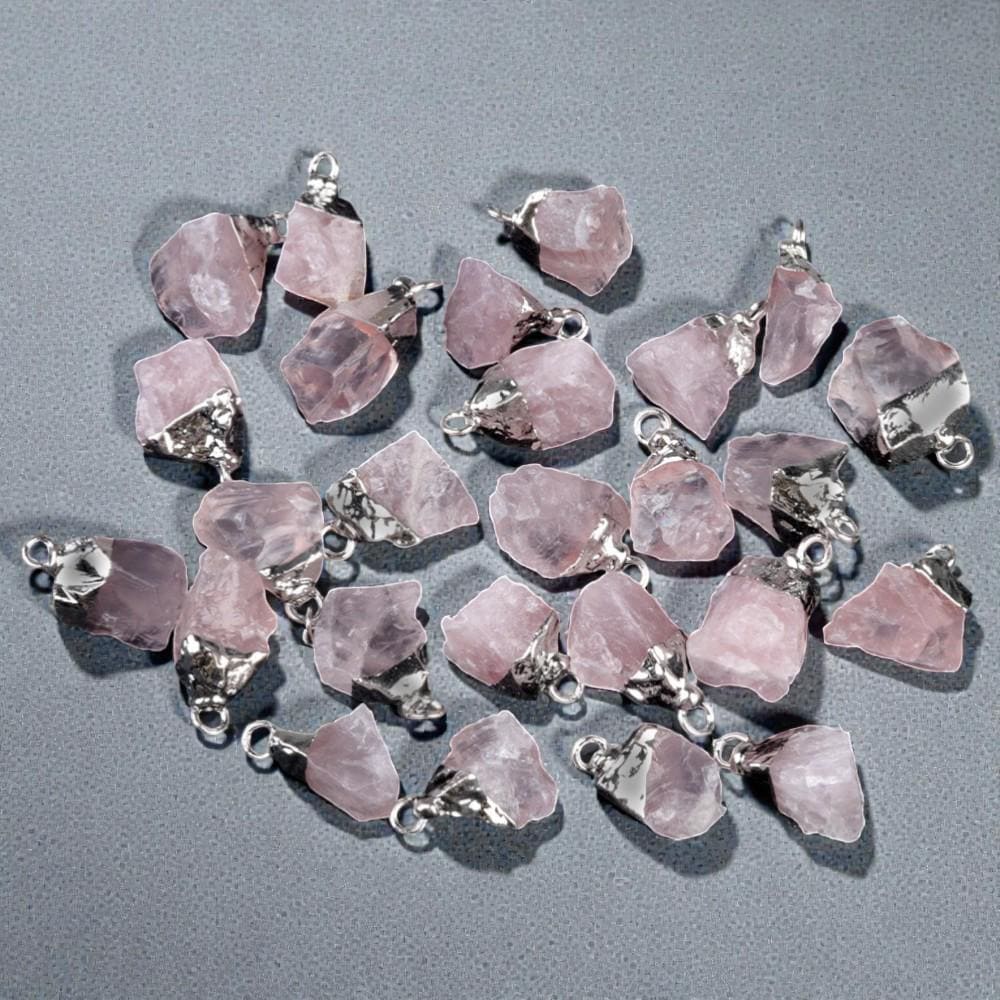 Raw Crystal Stone Pendants, Natural Gemstone Rough Point Charms, Healing Crystal