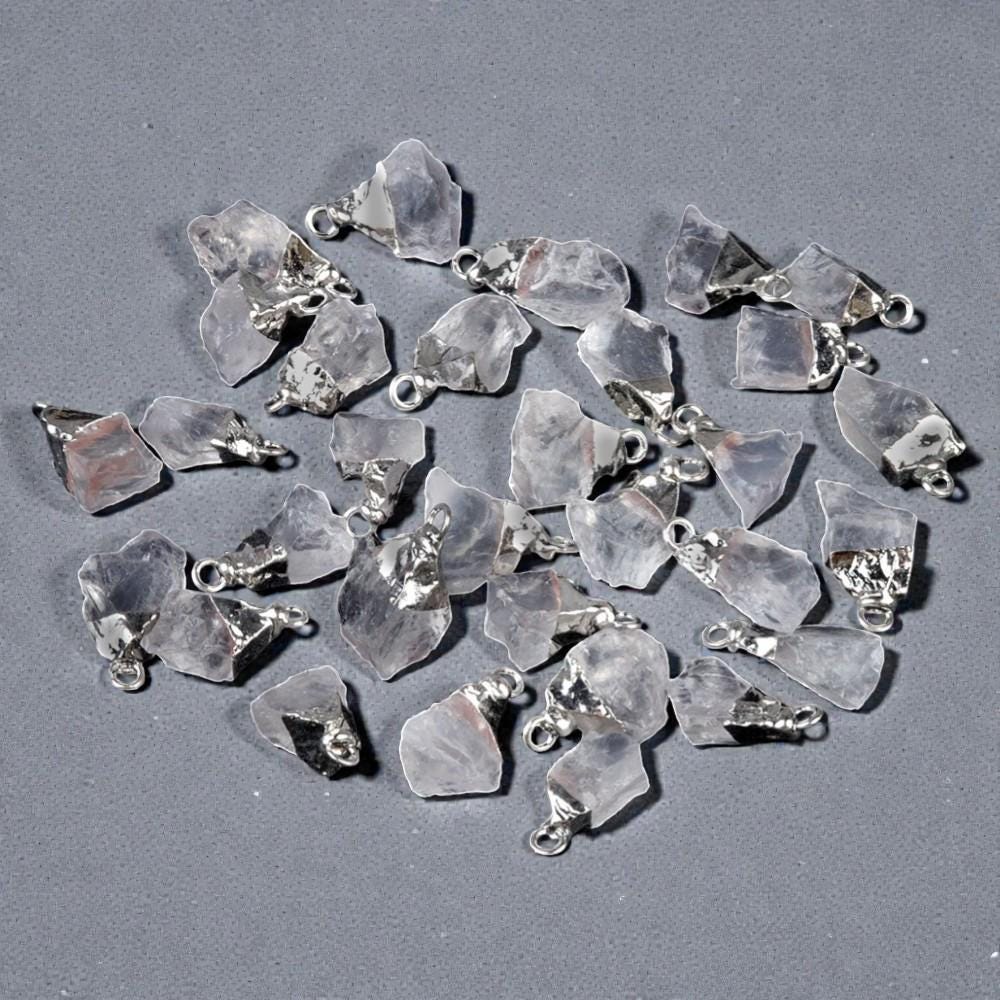 Raw Crystal Stone Pendants, Natural Gemstone Rough Point Charms, Healing Crystal
