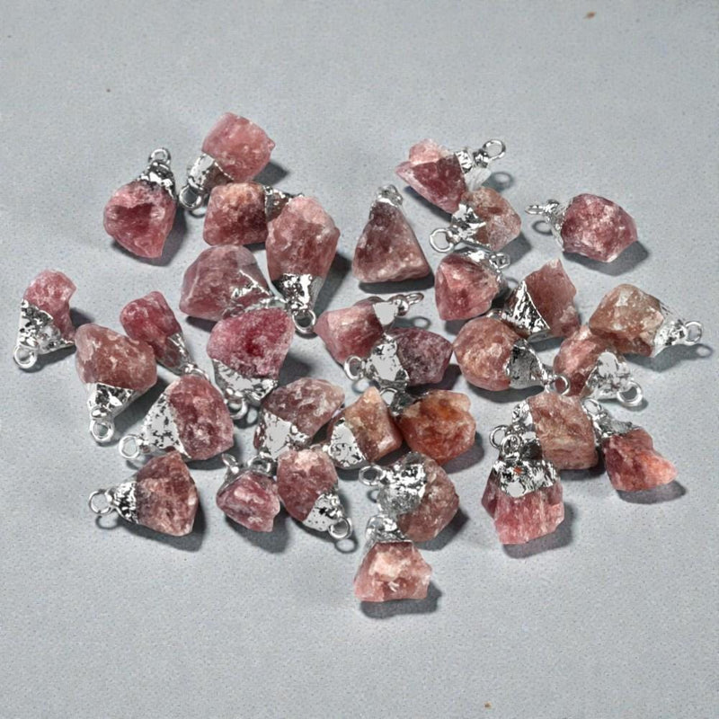 Raw Crystal Stone Pendants, Natural Gemstone Rough Point Charms, Healing Crystal